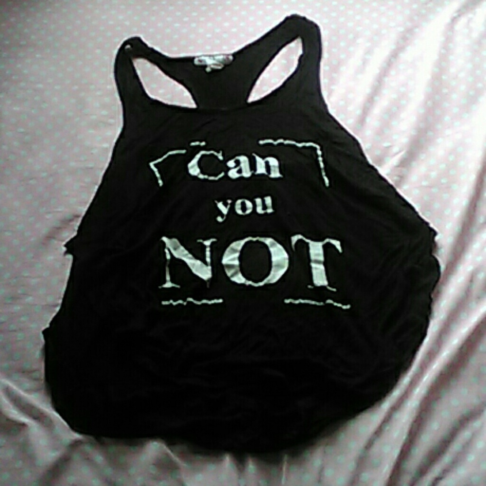 Black and white tank top with cut off sides